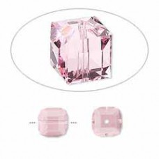 8mm Swarovski Crystal Cubes - Light Rose - Pack of 2