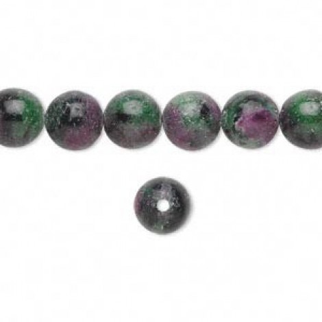 8mm Natural Ruby in Ziosite Round Beads
