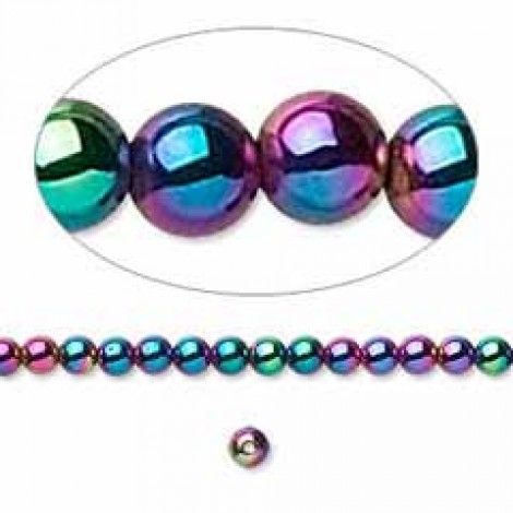 3mm Multi-Coloured Non-Magnetic Rainbow Hemalyke Round Beads