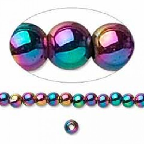 4mm Multi-Coloured Non-Magnetic Rainbow Hemalyke Round Beads