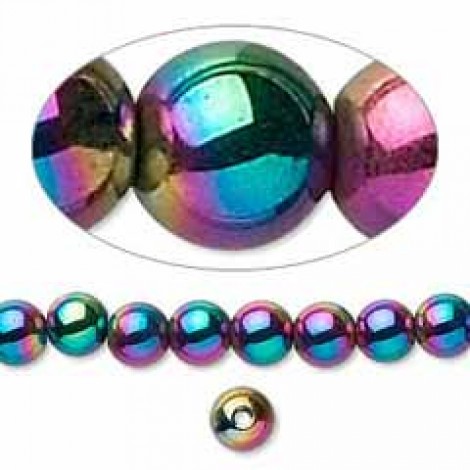 6mm Multi-Coloured Non-Magnetic Rainbow Hemalyke Round Beads