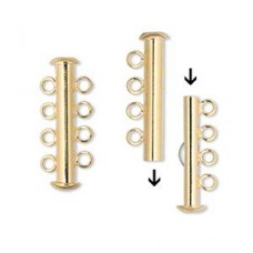 26x6mm 4-Strand Gold Plated Slide Tube Clasp