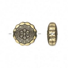 15mm Ant Gold Metallized Double Sided Coin Beads - Pack of 20