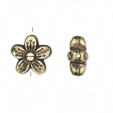 15mm Ant Gold Metallized Flower Beads - Pack of 25