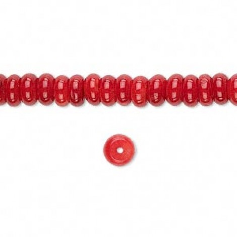 6x3mm Red Coral Rondelle Beads