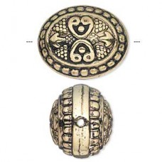 25x20mm Ant Gold Metallized Oval Beads - Pack of 10