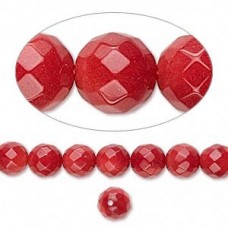6-7mm Handcut Faceted Coral Round Beads
