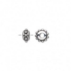 8x4mm Ant Silver Metallized Beaded Rondelle w/2.5mm hole - 25gm (app 200 beads)