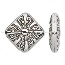38x38mm Ant Silver Metallized Fancy Diamond Focal Beads - Pack of 2