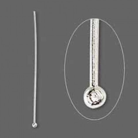 2" (50mm) 21ga Sterling Silver Headpins with 2mm Ball