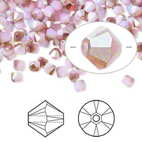 6mm Swarovski Crystal Bicones - Rose Alabaster Satin - Pack of 10