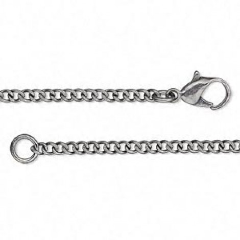 18" (45.7cm) 2.5mm dia Black Oxidised Curb Chain Necklace - Each