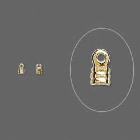 3x1.5mm Gold Plated Cord Ends for Beading Wire up to .024" - Pack of 50