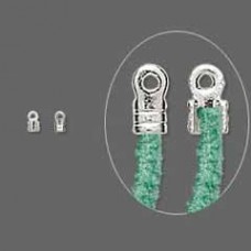 3x1.5mm Silver Plated Cord Ends for Beading Wire up to .024" - Pack of 50