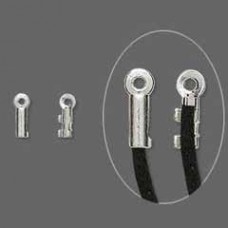 7x2mm Silver Plated Cord Ends for fine cord or wire - Pack of 20