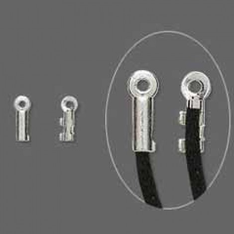 7x2mm Silver Plated Cord Ends for fine cord or wire - Pack of 20