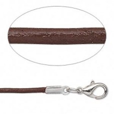 2mm 18" (45cm) Brown Leather Necklaces with Lobster Clasp - Pack of 2