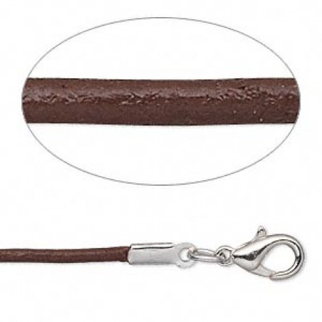 2mm 18" Brown Leather Necklace with Lobster Clasp