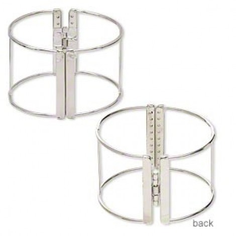 65x38mm Silver Plated Steel Bracelet Hinged Cuff