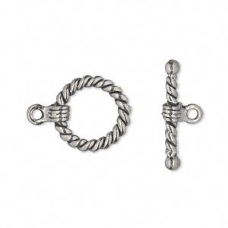 15mm Antique Silver Pewter Twisted Toggle Clasp
