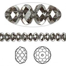 8mm Swarovski Faceted Rondelles - Crystal Silver Night - Pack of 2