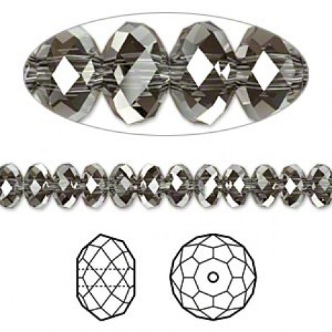8mm Swarovski Faceted Rondelles - Crystal Silver Night - Pack of 2