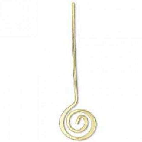 50mm Gold Plated Headpins with 12mm Swirl
