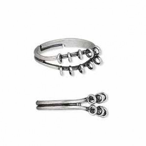 Antique Silver 10 Loop Adjustable Bling Rings - Each