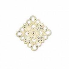 16mm Gold Plated Fancy Filigree Square Component - Pack of 10