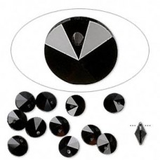 8mm Swarovski 6200 Rivoli w/Hole - Jet - Pack of 10