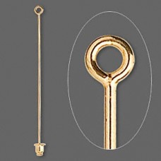 2.5" (63mm) Gold Plated Stickpin w/Loop & Clutch