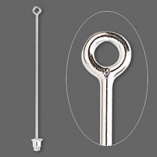 2.5" (63mm) Silver Plated Stickpin w/Loop & Clutch