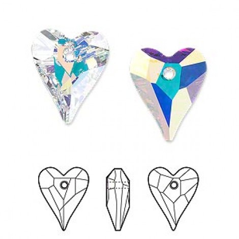 17mm Swarovski Crystal Wild Heart - Crystal AB - Each 17mm Swarovski Crystal Wild Heart - Crystal AB - Each