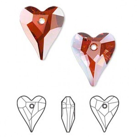 17mm Swarovski Crystal Wild Heart - Crystal Red Magma - Each