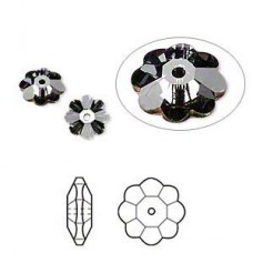 10mm Swarovski 3700 Marguerite Beads - Crystal Silver Night - Pack of 2