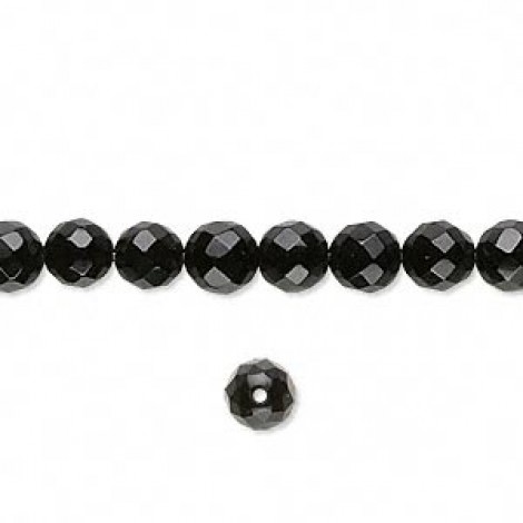 6mm Faceted Black Onyx Round Gemstone Beads
