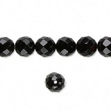 8mm Faceted Black Onyx Round Gemstone Beads - strand