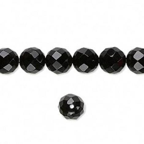 8mm Faceted Black Onyx Round Gemstone Beads