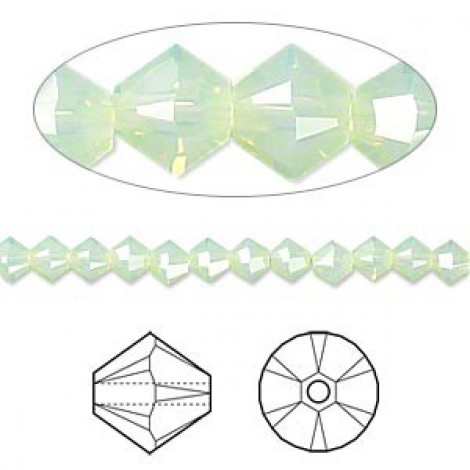 4mm Swarovski Crystal Bicones - Crysolite Opal - Pack of 10 4mm Swarovski Crystal Bicones - Crysolite Opal - Pack of 10