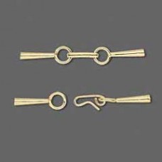 20x4mm (1.25mm ID) Gold Plated Hook & Eye Clasp w/Cones