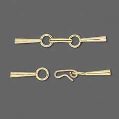 20x4mm (1.25mm ID) Gold Plated Hook & Eye Clasp w/Cones