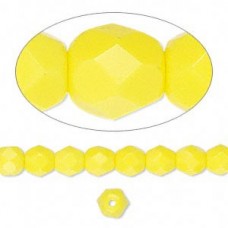 6mm Czech Firepolish Beads - Opaque Yellow - Pack of 20