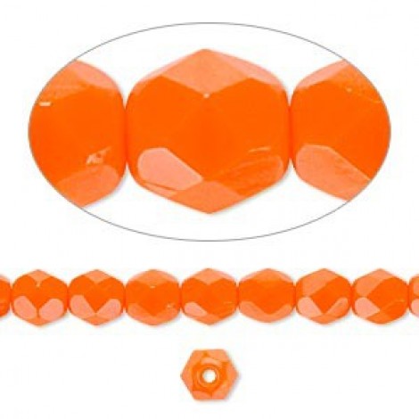 6mm Czech Firepolish Beads - Opaque Orange - Pack of 20