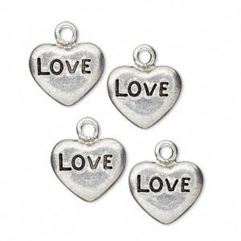 15x14mm Ant Silver Pewter Love Heart Charm