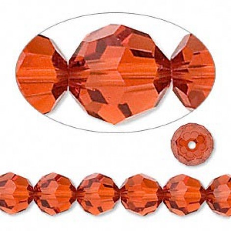8mm Swarovski Crystal Round Beads - Indian Red - Pack of 2 8mm Swarovski Crystal Round Beads - Indian Red - Pack of 2