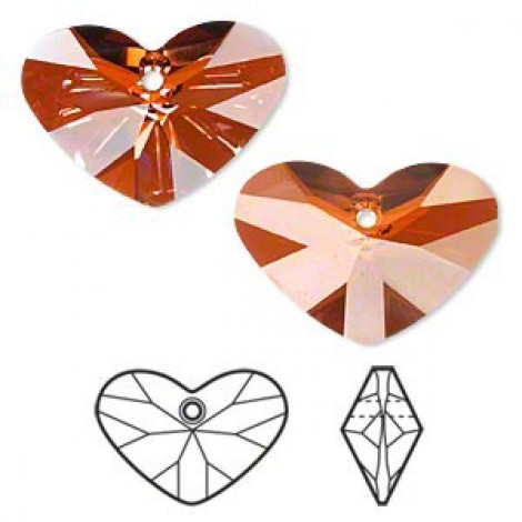 17mm Swarovski Crazy 4U Heart Pendant - Red Magma - Each 17mm Swarovski Crazy 4U Heart Pendant - Red Magma - Each