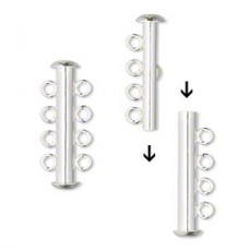 26x6mm 4-Strand Silver Plated Slide Tube Clasp