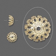 8mm Gold Plated Brass Filigree Beadcaps - Pack of 10