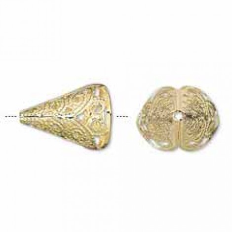 16x16mm Gold Plated Fancy Filigree Cones