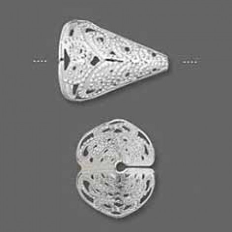 16x16mm Silver Plated Fancy Filigree Cones